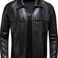 Men's Lapel Button Up Jacket for Outdoor Activities