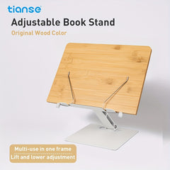 Bamboo Book Stand Adjustable Height Portable Desktop Book Holder
