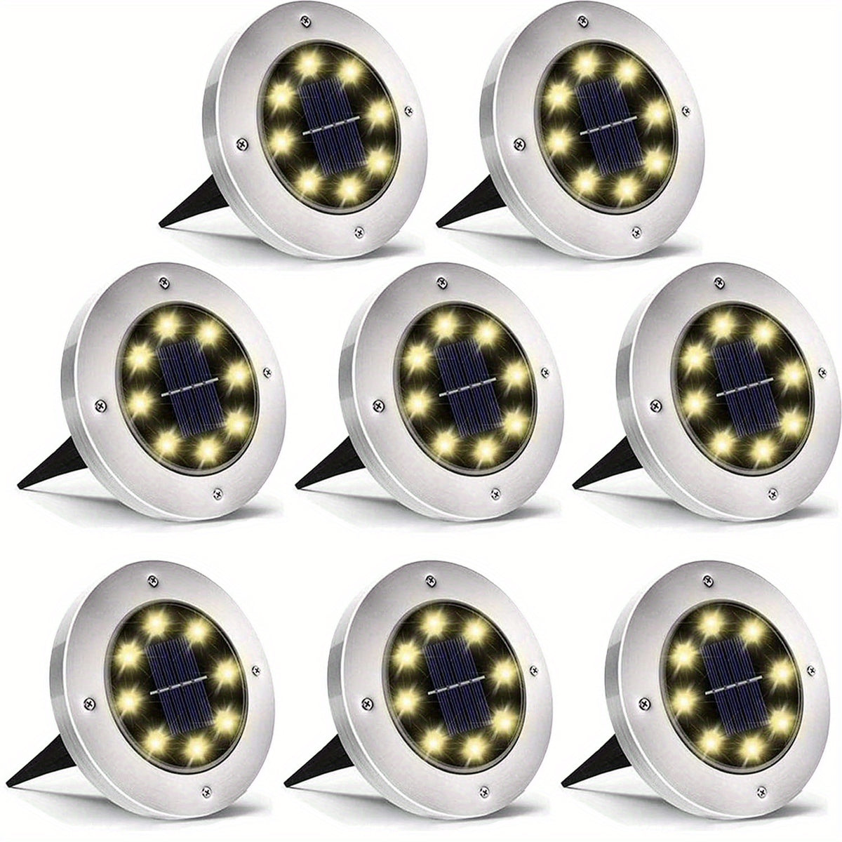 8 Pack Solar LED Ground Spot Lights Waterproof Outdoor Landscape