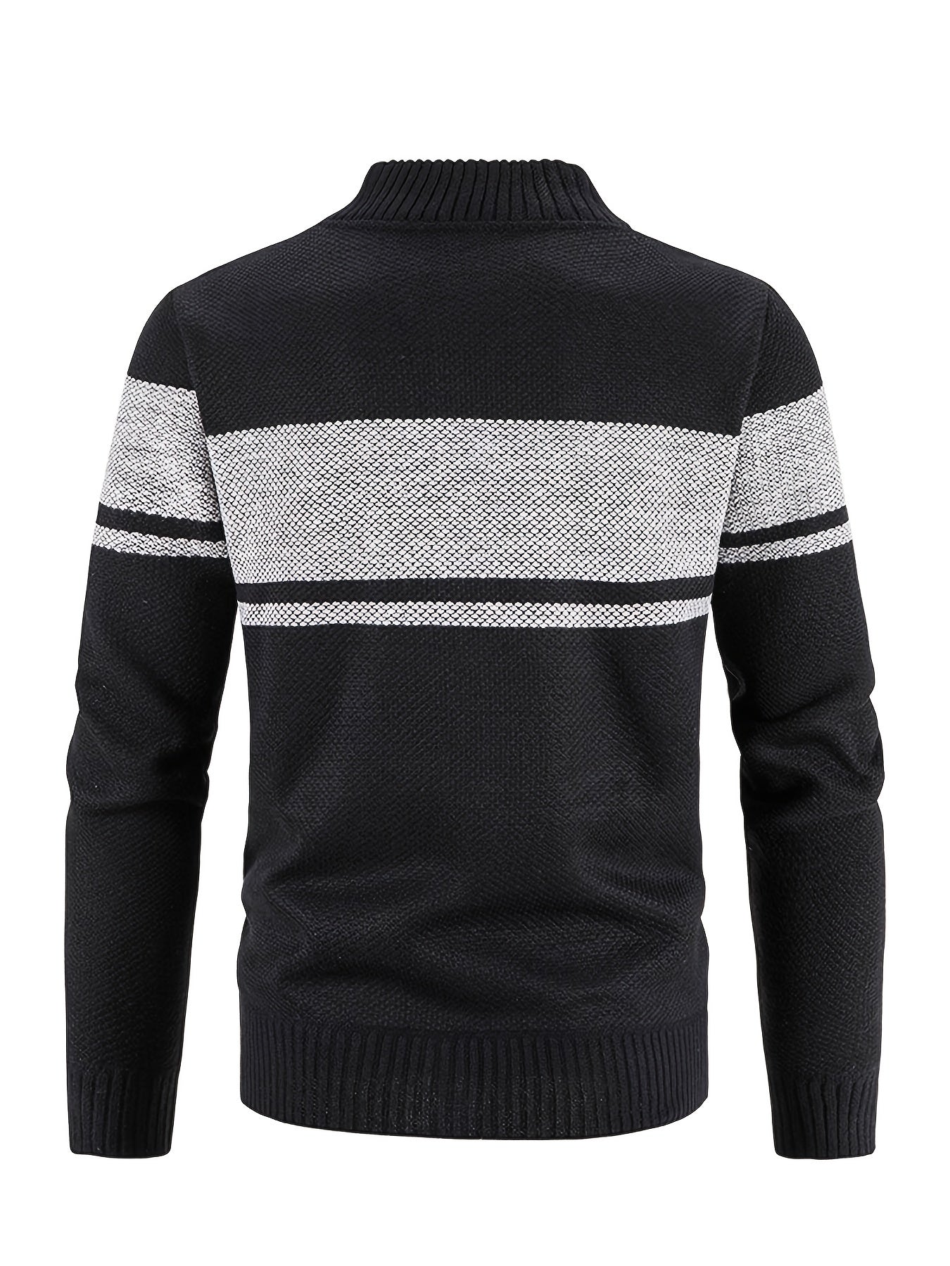 Men's Cable Knit Turtleneck Sweater Full Zip Jacket
