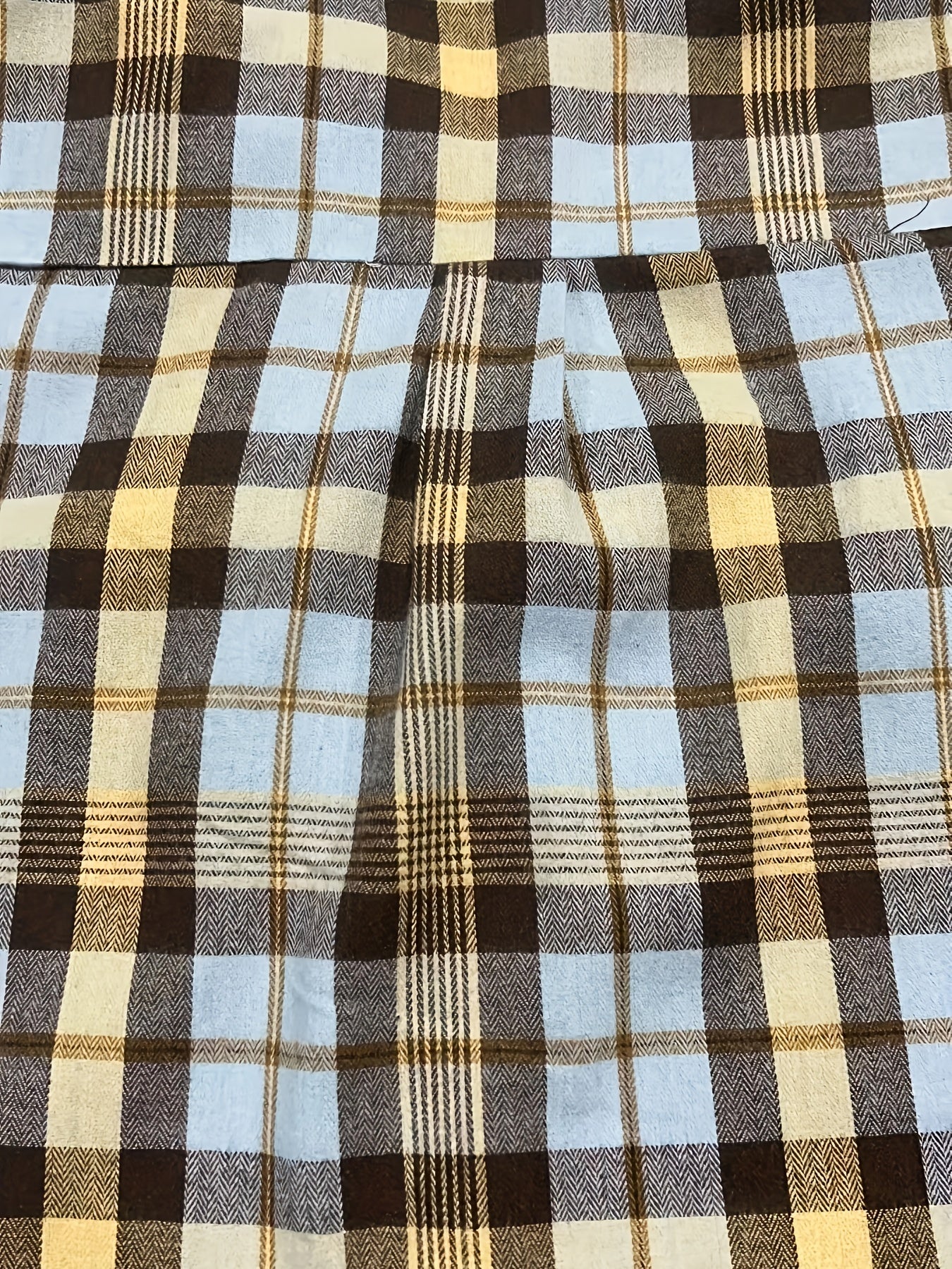  Casual Plaid Print Long Sleeve Button Up Tunic Shirt