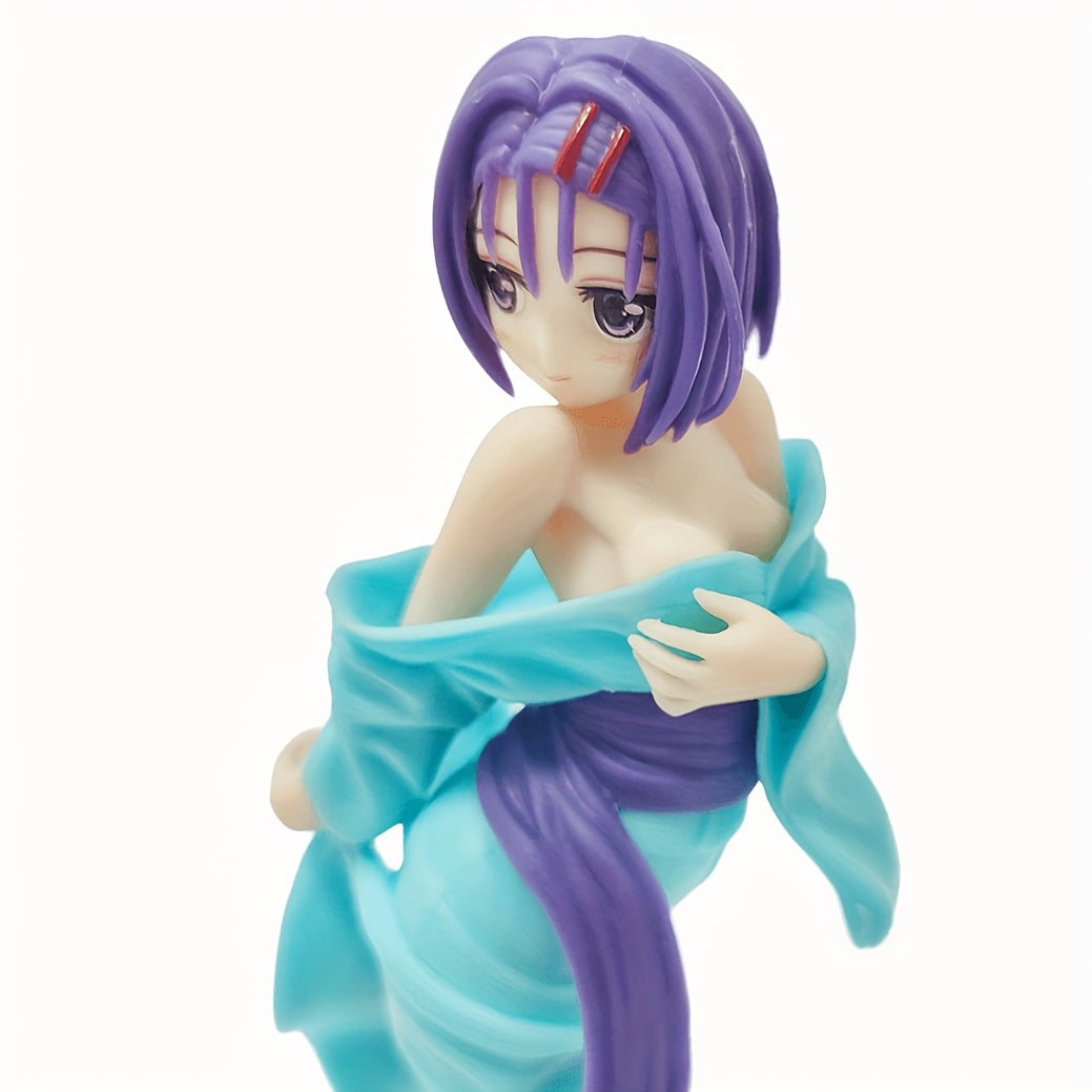 Kimono Beauty Figurine with Delicate Ornaments and Family Accessories