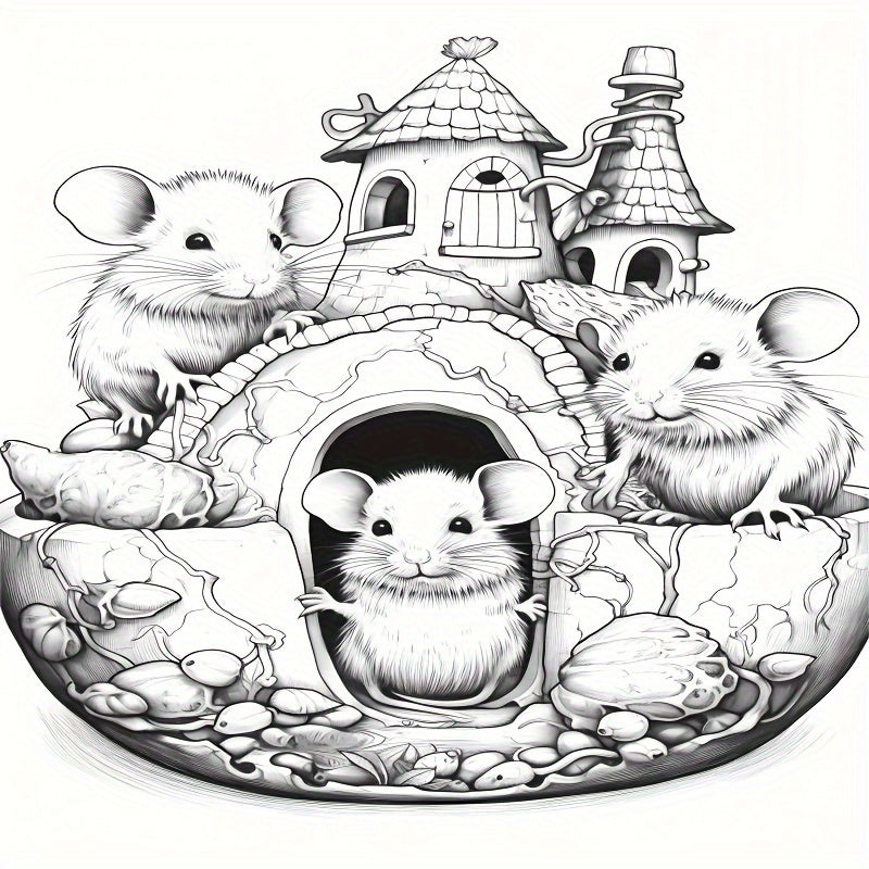 Deluxe Mouse Coloring Book 22 Pages Relaxing Art & Craft Activity