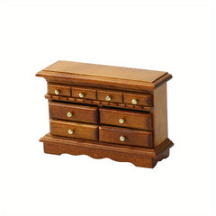 1:16 Dollhouse Furniture Wooden Cabinet w/ 3 Drawers & Golden Knobs