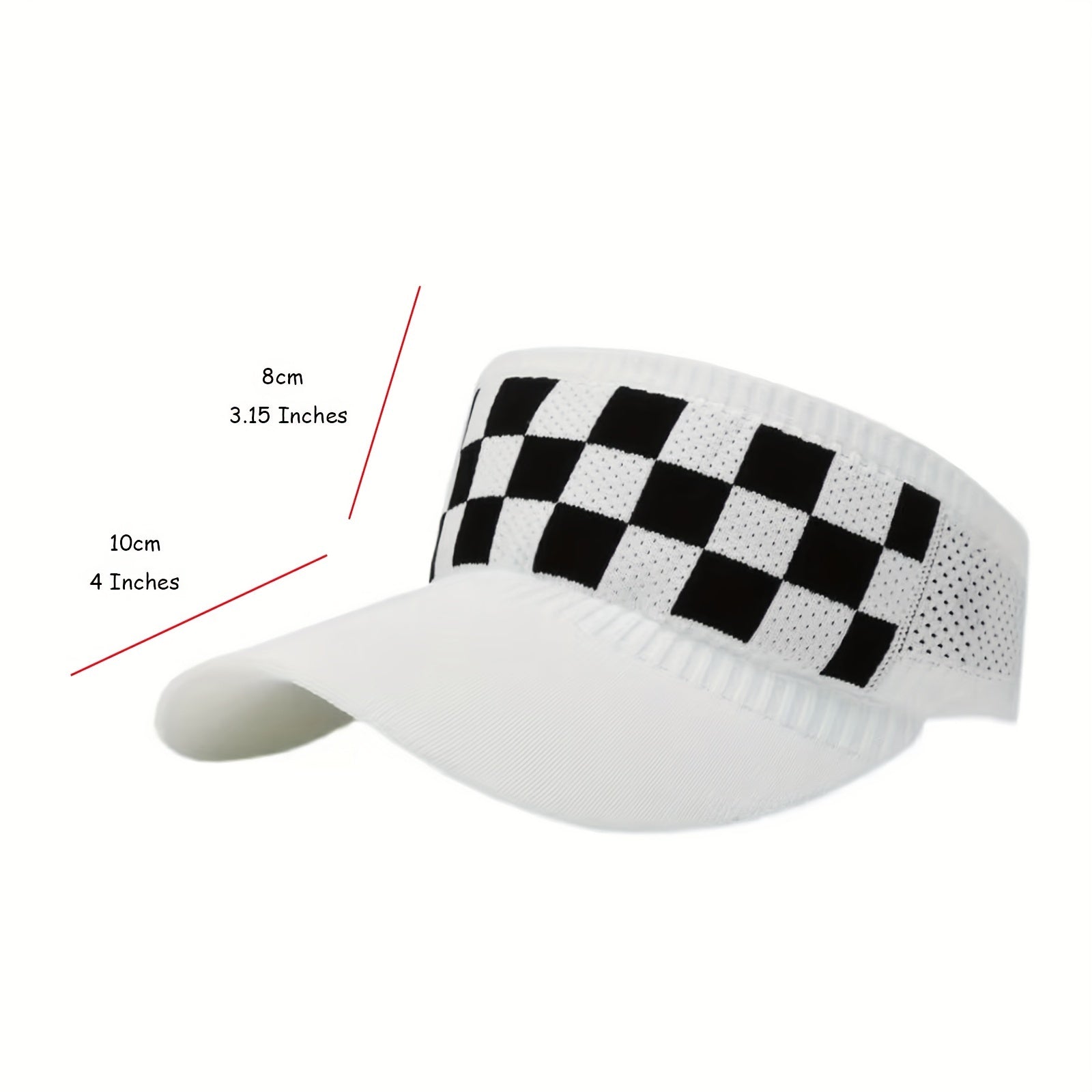 Plaid Pattern Knitted Visor Hat Elastic UV Protection Ponytail Sun Hats