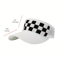 Plaid Pattern Knitted Visor Hat Elastic UV Protection Ponytail Sun Hats