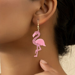 Western Style Pink Flamingo Earrings Acrylic Jewelry