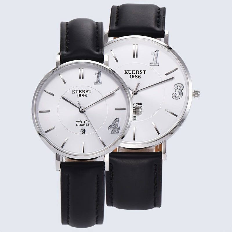 KUERST Ultra Thin Quartz Watch Calendar Romantic Wristwatch Gift