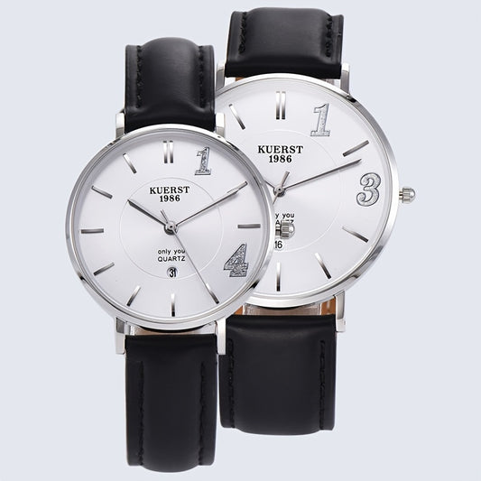 KUERST Ultra Thin Quartz Watch Calendar Romantic Wristwatch Gift