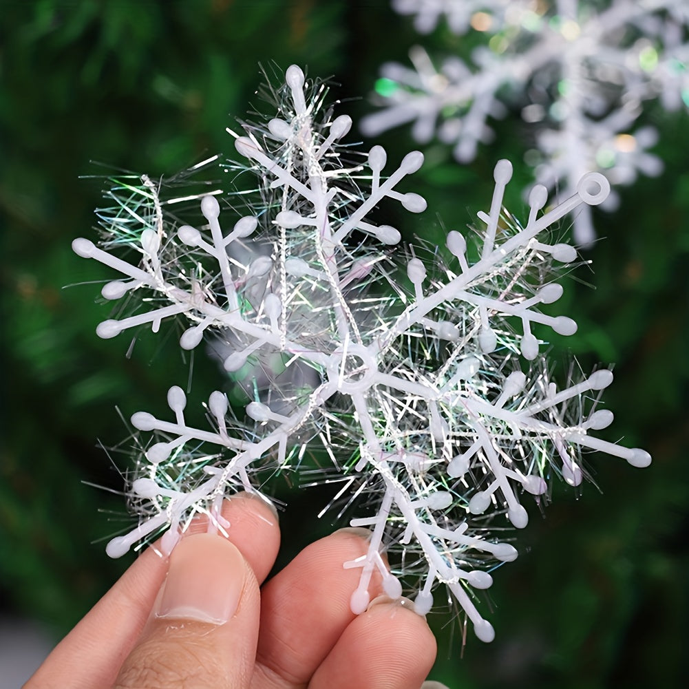 Christmas Tree Snowflake Ornaments, 2pcs, Holiday Party Decorations