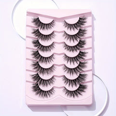 7 Pairs 6D Messy False Eyelashes 18mm Fluffy Wispy Curly Natural Look Lashes