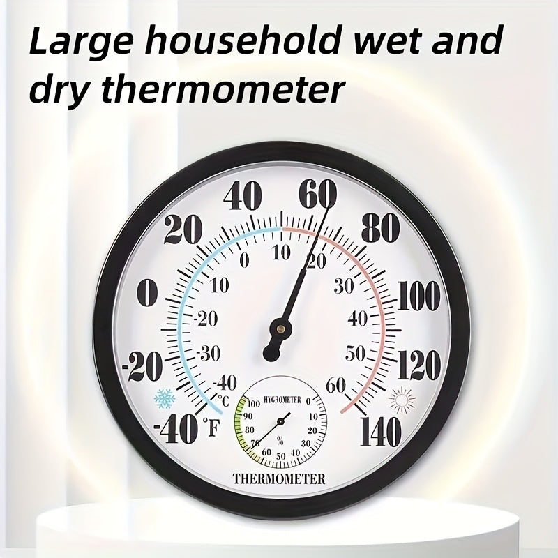 Wall Mounted Indoor Thermometer Hygrometer No Batteries