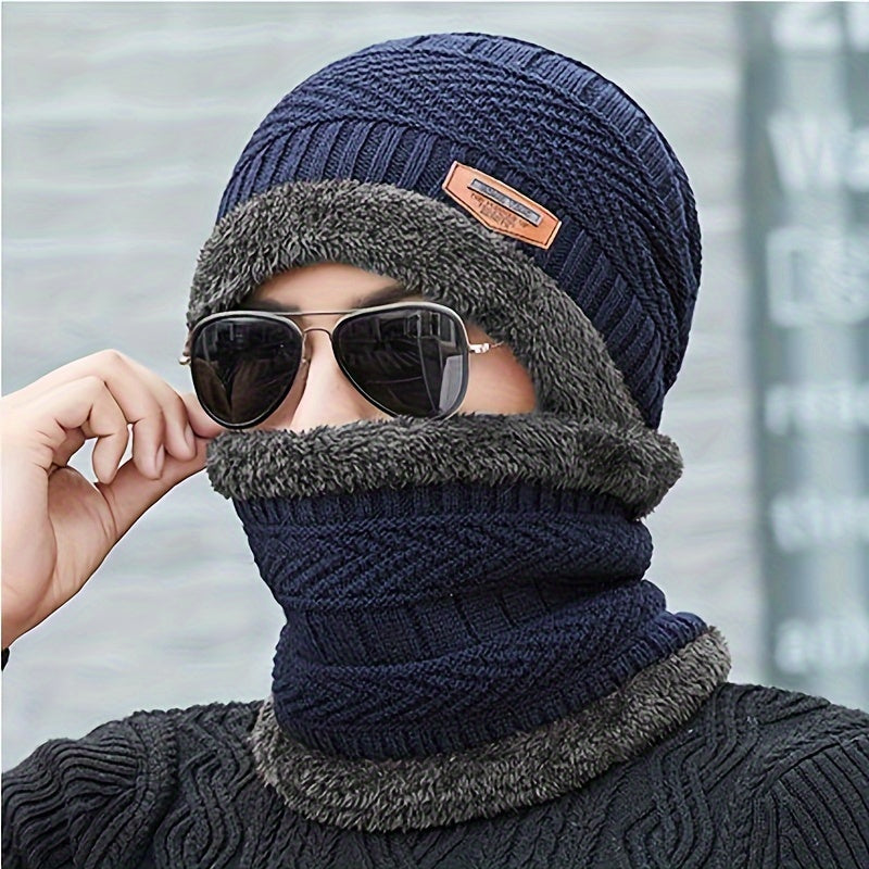 Winter Plus Velvet Thickened Knitted Hat and Scarf Set