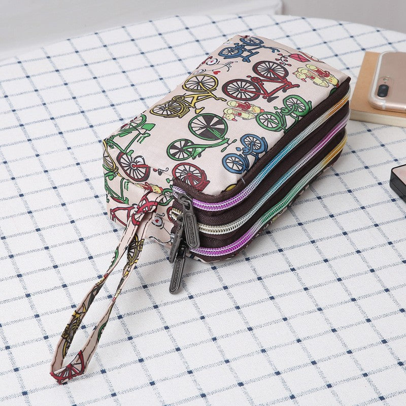 Flower Pattern Canvas Clutch Bag Coin Purse Wrist Wallet