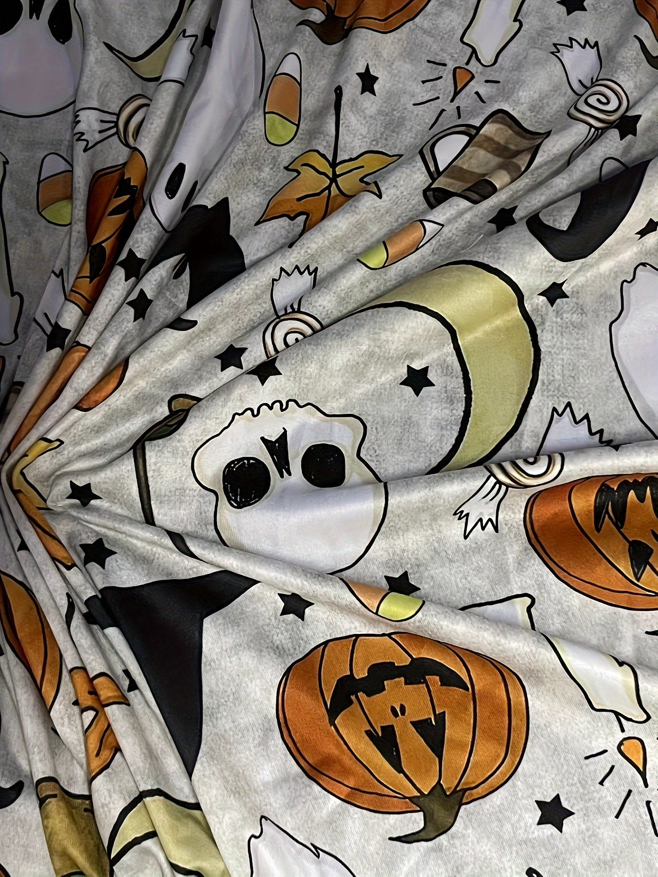 Women's Plus Pumpkin & Ghost Print Halloween Cardigan Long Sleeve