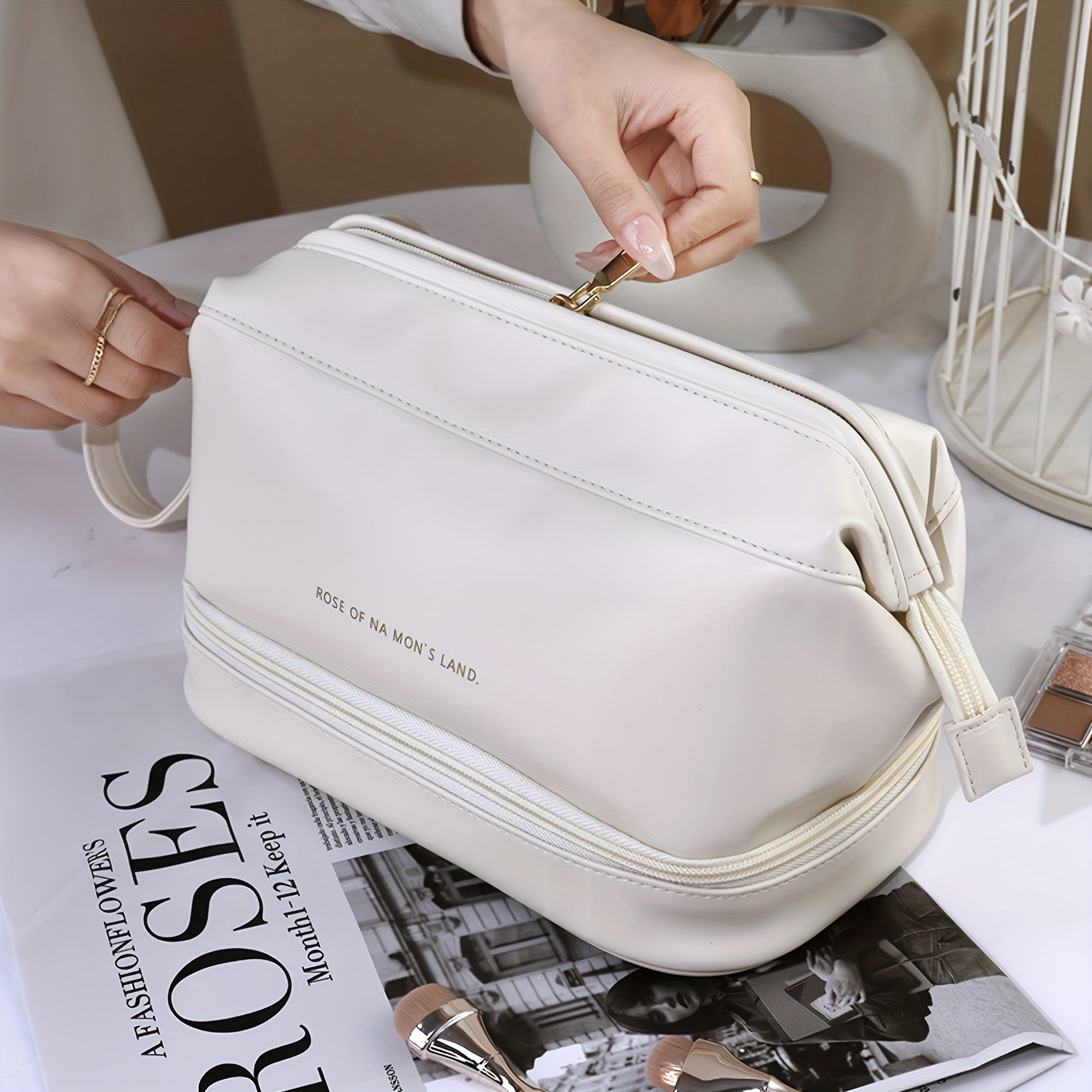 Double Layer Cosmetic Bag Portable Travel Toiletry Bag