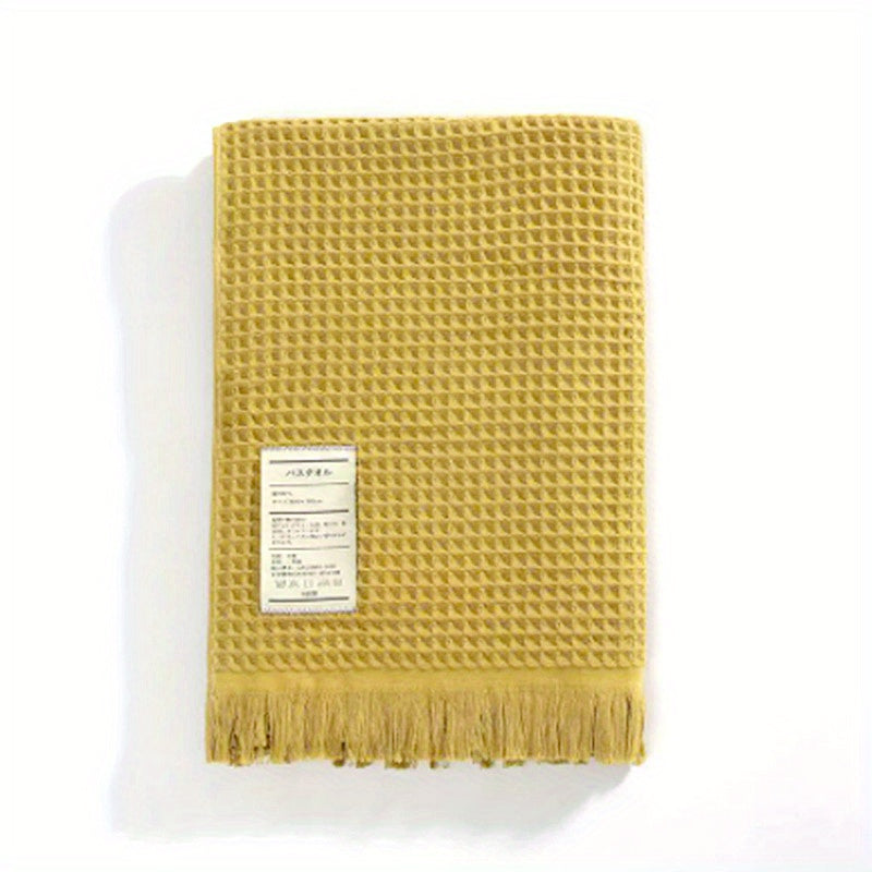 Thick Cotton Waffle Bath Towel - Water Absorbent Wrap