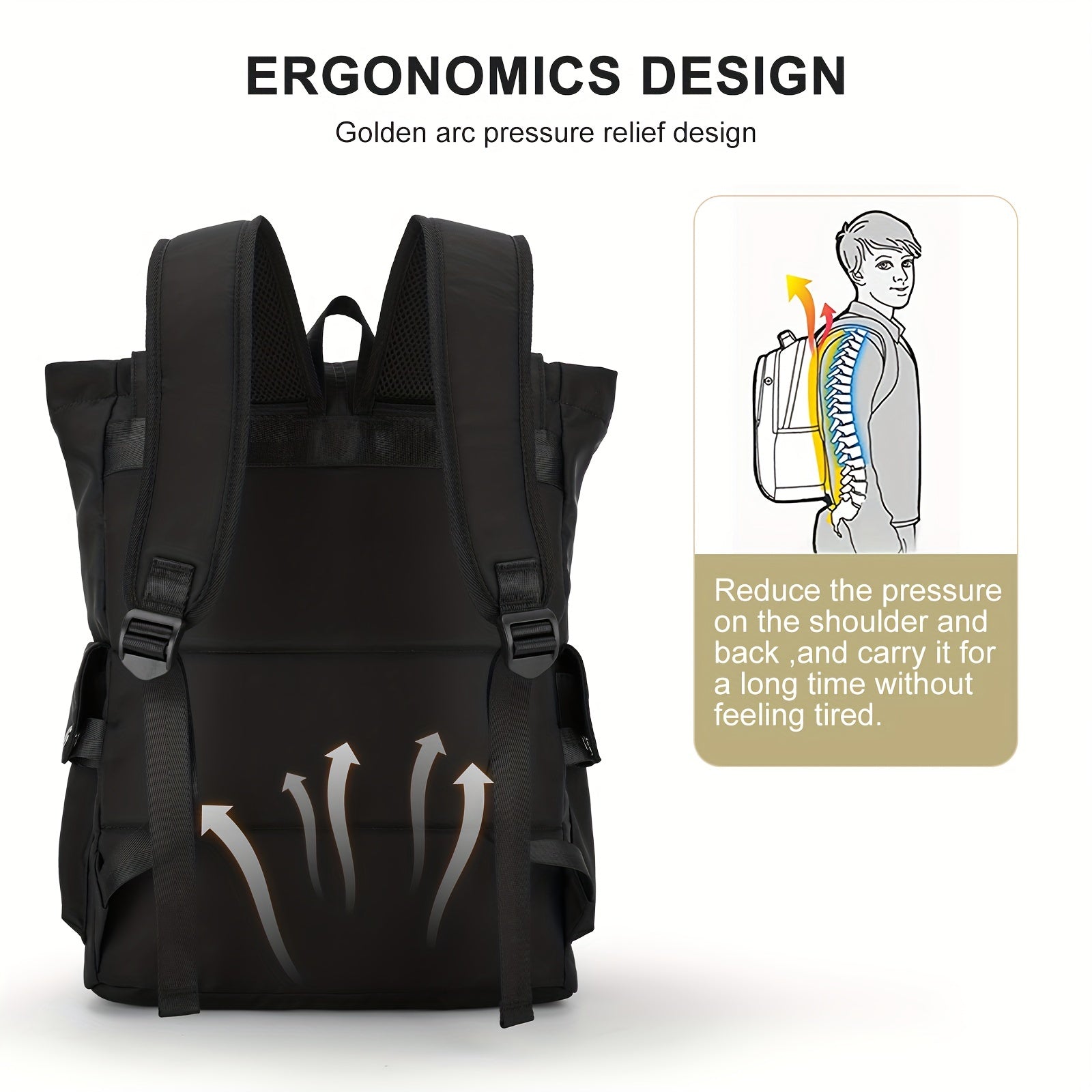 Large Capacity Preppy Backpack Anti Theft Back To School Bag Casual Travel Daypa