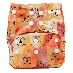 Cat Print Adjustable Baby Cloth Diaper