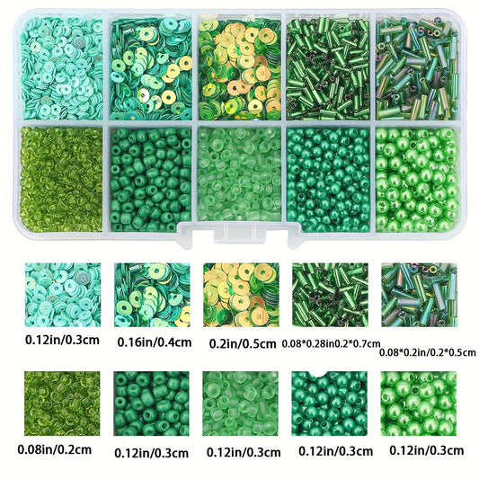 10 Grids Seed Bead Glitter Faux Pearl DIY Jewelry Material Pack