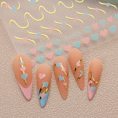 3 Sheets French Line Nail Stickers Self Adhesive Nail Decal