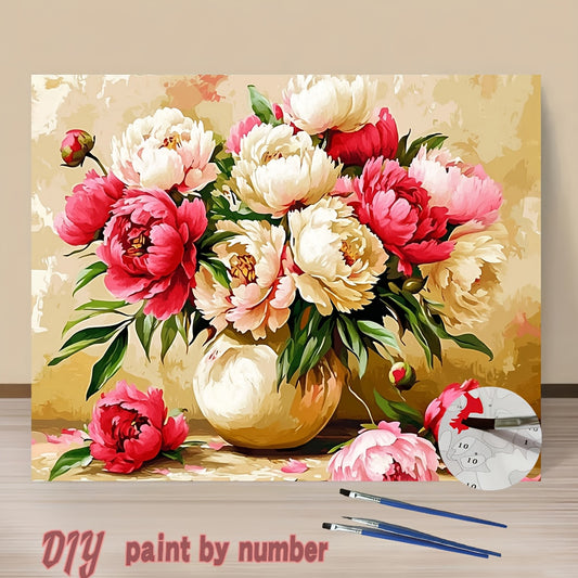 DIY Paint by Numbers Kit Peonies in Vase Floral Art