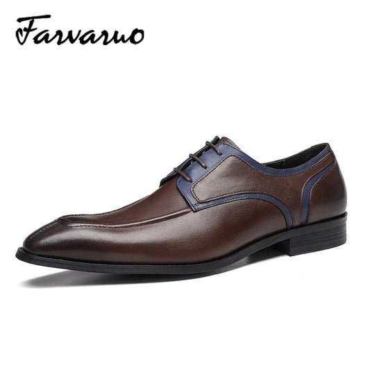 FARWARWO Men's Pointed Toe Leather Formal Dress Shoes