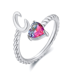 Adjustable Initial Letter Ring Zircon Rings For Women