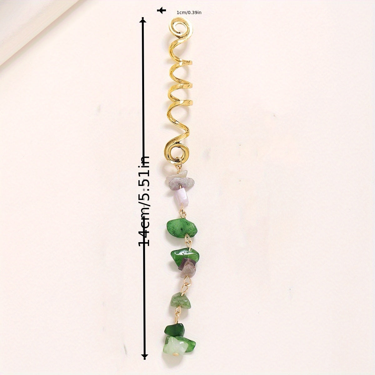 Braided Spiral Hair Ring Natural Stone Pendant Dreadlock Retro Hair Clip