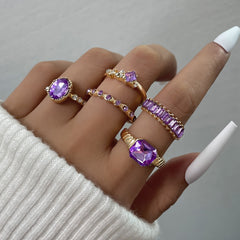 Delicate Gemstone Finger Ring Set for Women Girls