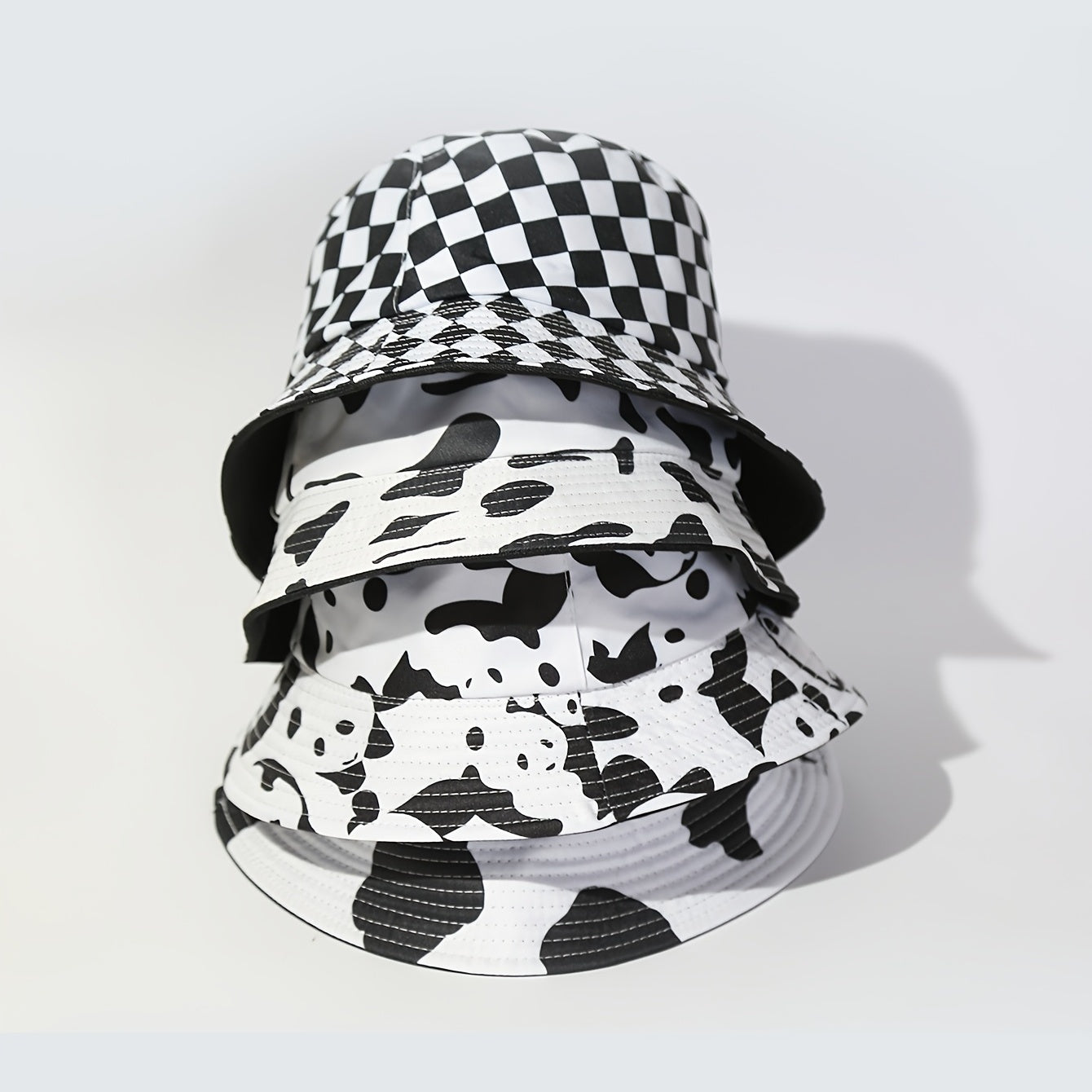 UPF50 Sunshade Bucket Hat With Panda Pattern Double sided Sun Hat