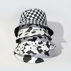UPF50 Sunshade Bucket Hat With Panda Pattern Double sided Sun Hat