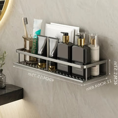 Wall Mounted Bathroom Storage Shelf with Makeup Rack Shampoo Holder