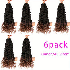 6pk 18in Ombre Long Curly Faux Locs Crochet Hair Deep Wave Braiding Hair