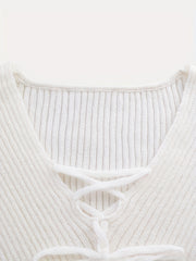  Women's Ribbed Pullover Sweater with Lace Up Drawstring