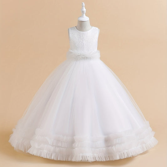 Girls Grace Tulle Stitching Formal Maxi Dress