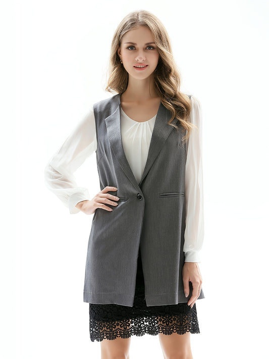 Sleeveless Lapel Blazer Vest Coat Slim Fit