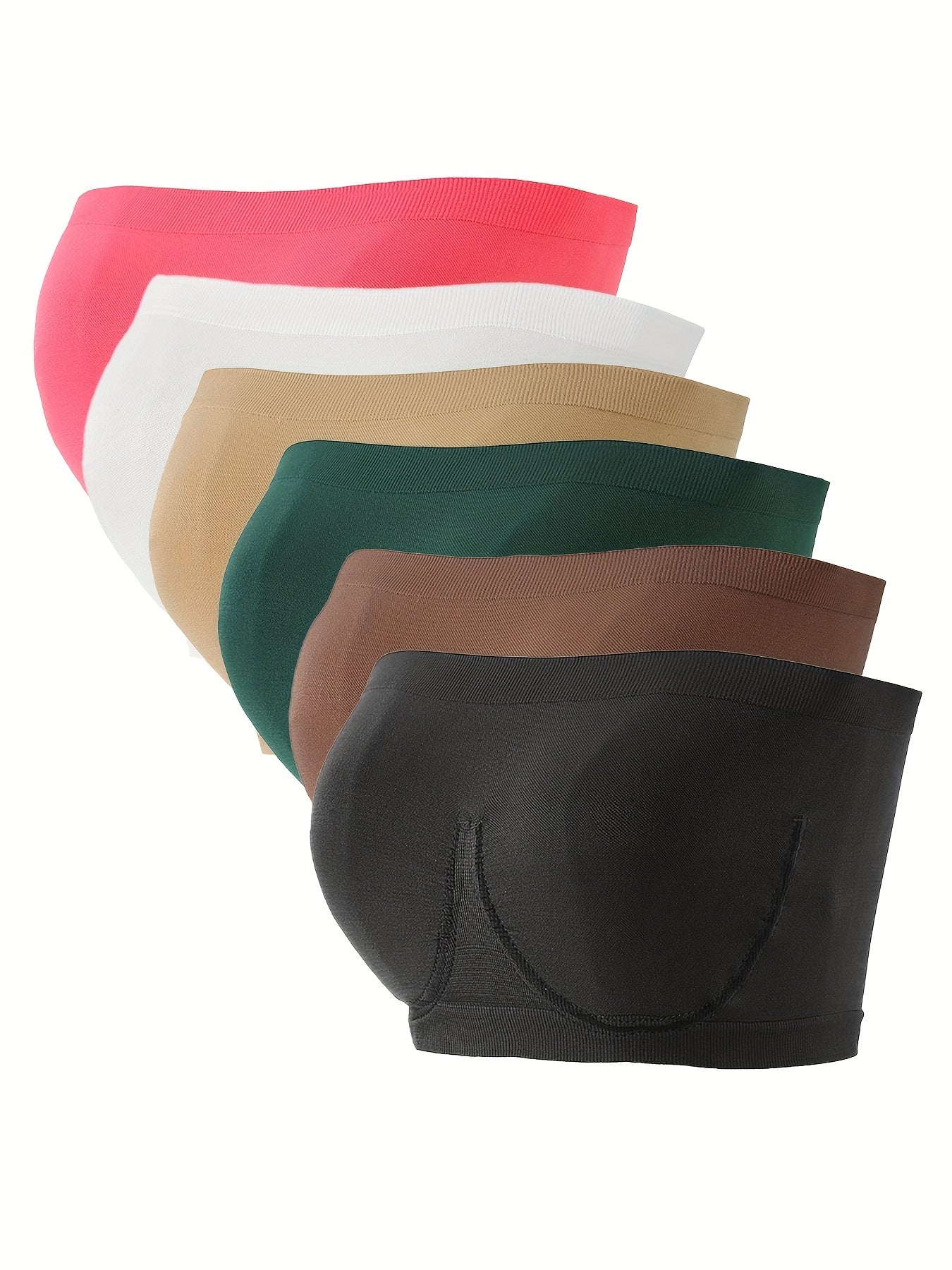 6pcs Strapless Bandeau Bras Comfy & Soft Stretch Everyday Bra