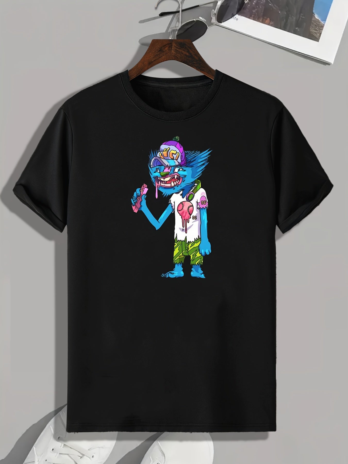 Cartoon Print Men's Graphic T-shirt for Summer