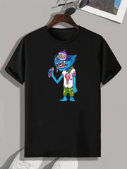 Cartoon Print Men's Graphic T-shirt for Summer