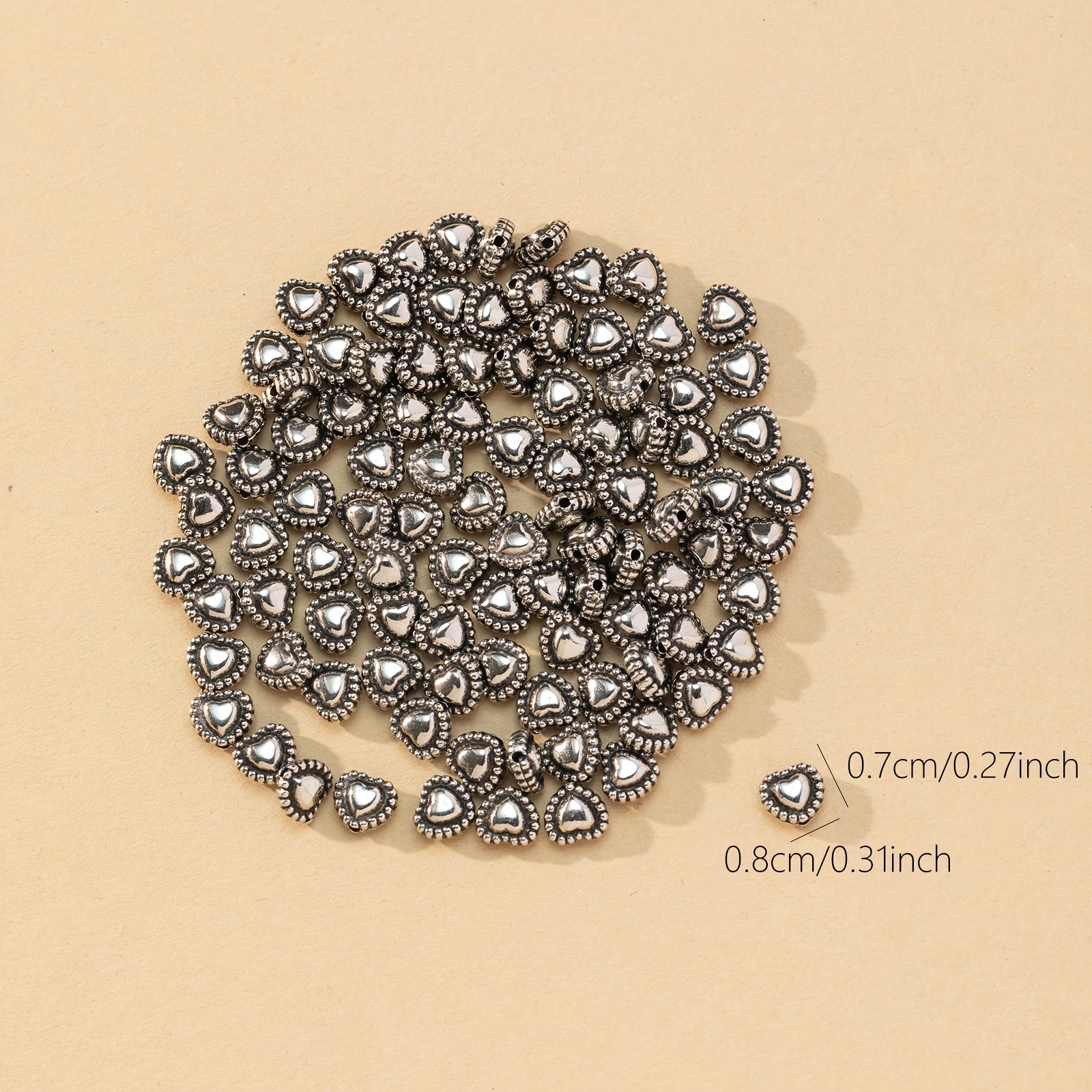 100pcs Retro Heart Beads DIY Jewelry Making Accessories