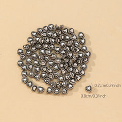 100pcs Retro Heart Beads DIY Jewelry Making Accessories