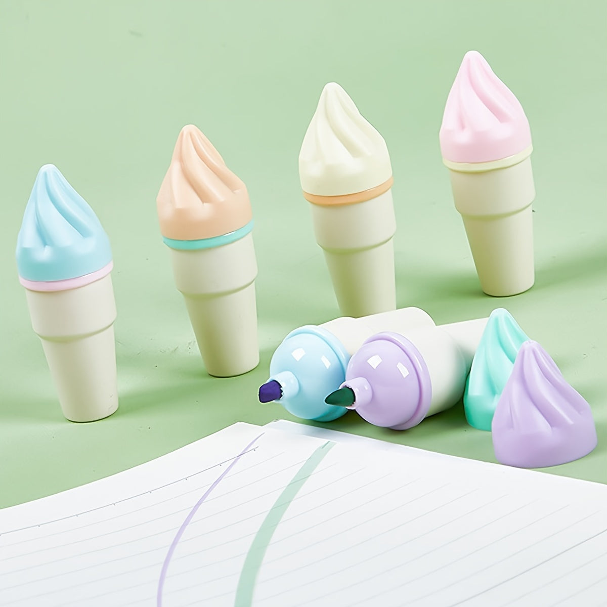 6pcs Portable Sweet Cone Fluorescent Marker Pen