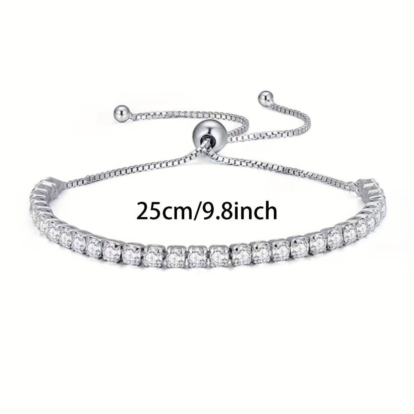 Telescopic Box Bracelet Silver Plated Zicron Inlaid Women's Accessories