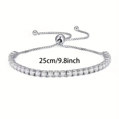 Telescopic Box Bracelet Silver Plated Zicron Inlaid Women's Accessories
