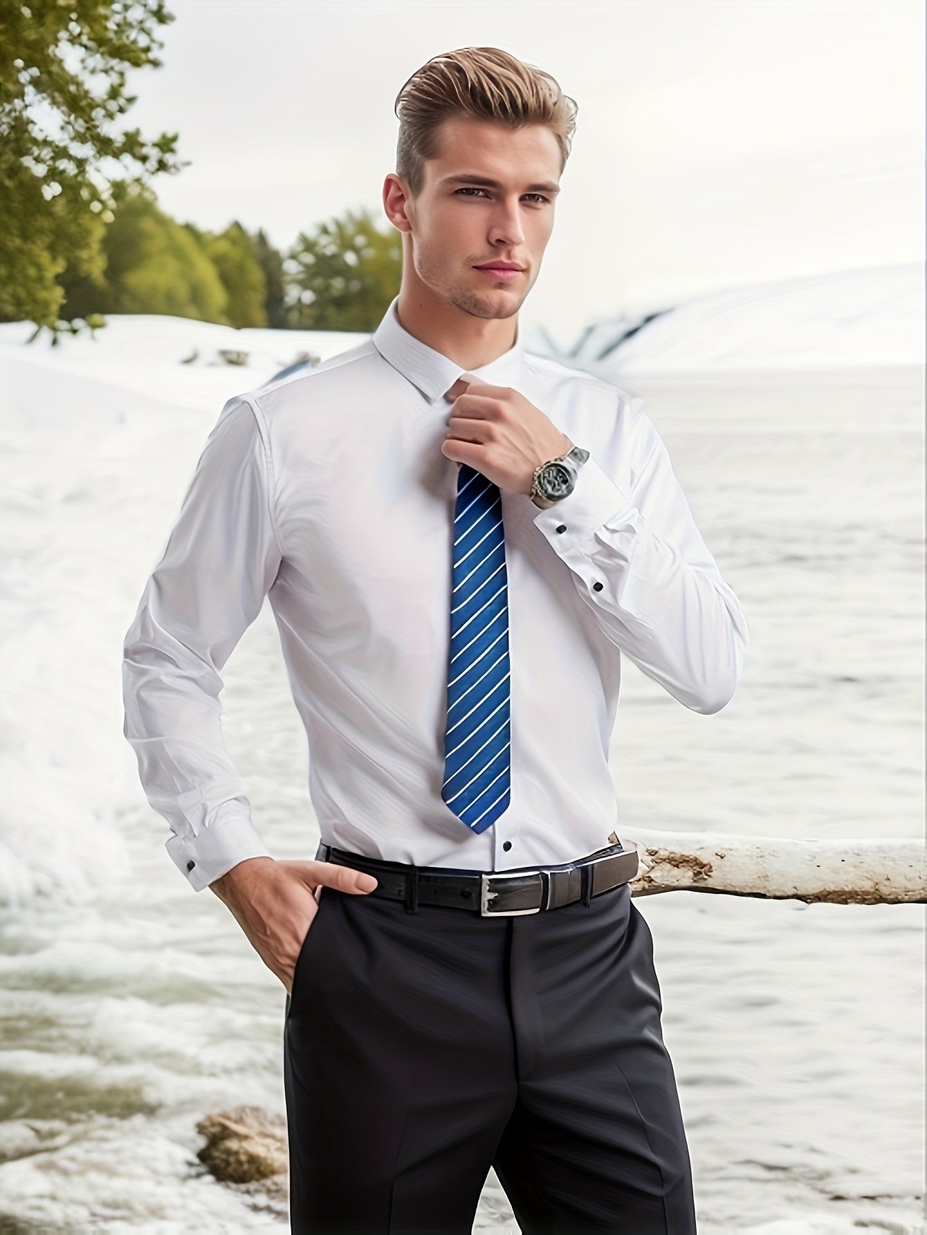 Men's Non Iron Shirt Top Long Sleeve Solid Business