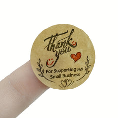500pcs 1" Brown Paper Thank You Stickers