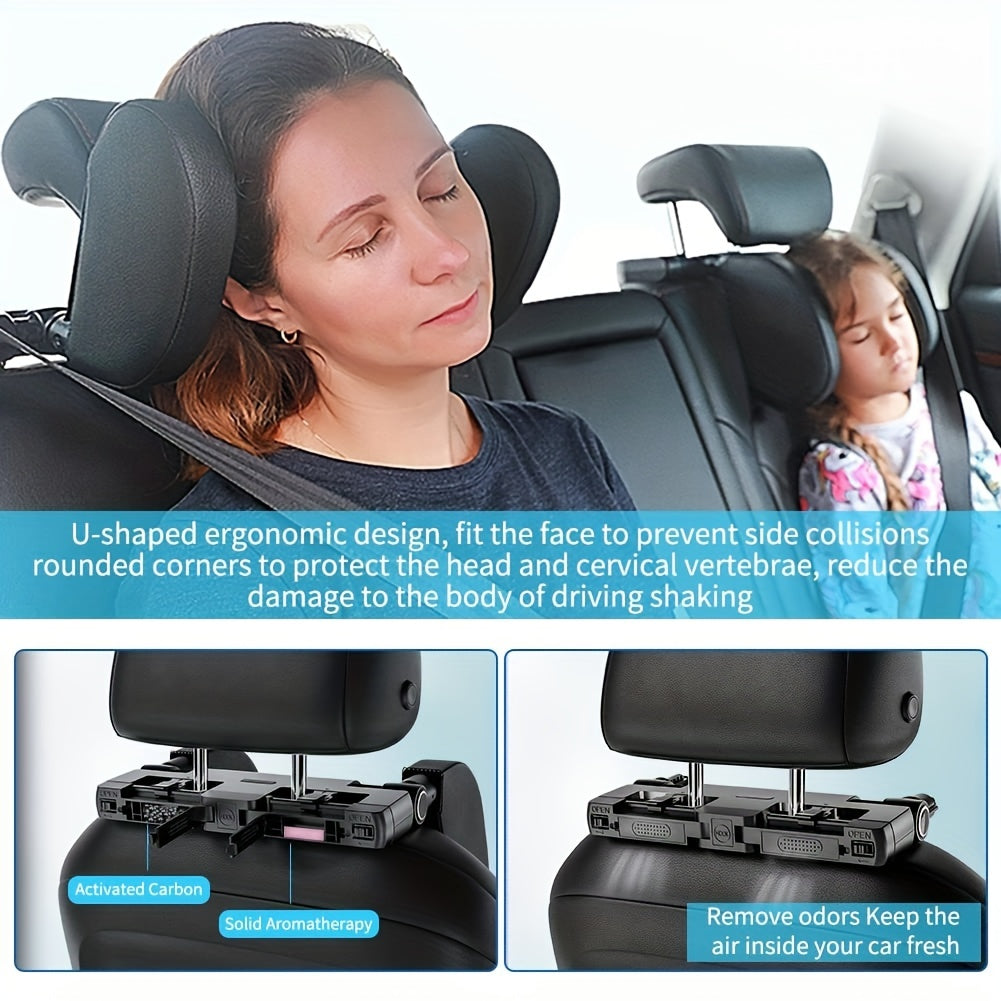 Car Seat Headrest Head and Neck Pillow 360 Adjustable Memory Foam Neck Pillow