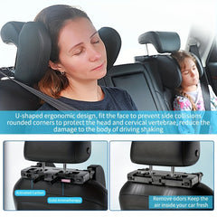 Car Seat Headrest Head and Neck Pillow 360 Adjustable Memory Foam Neck Pillow