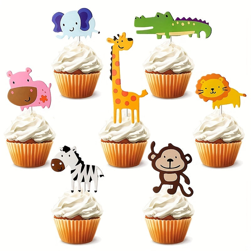 7pcs Animal Cake Insert Card Set for Baby Birthday Party Decoration
